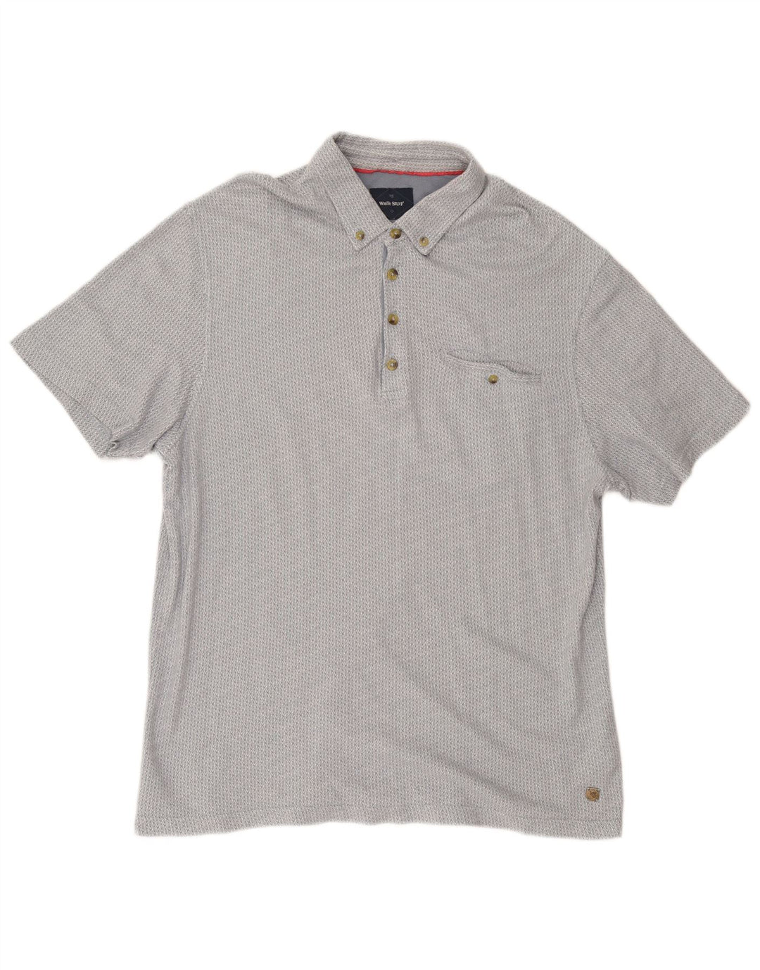 WHITE STUFF Polo para hombre de algodón geométrico gris grande