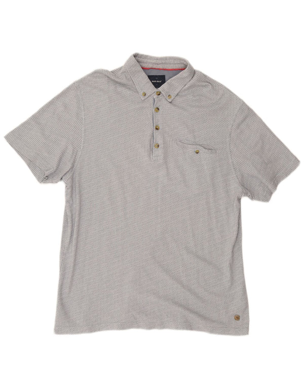 WHITE STUFF Polo para hombre de algodón geométrico gris grande