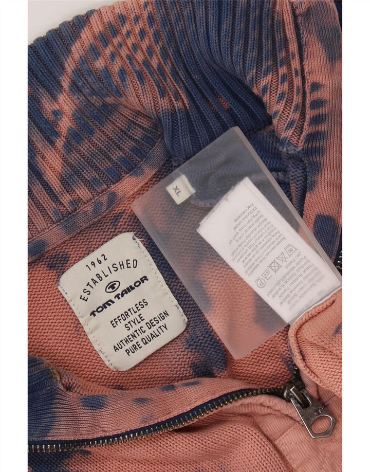 TOM TAILOR Jersey con cuello y cremallera para hombre XL Algodón teñido anudado azul