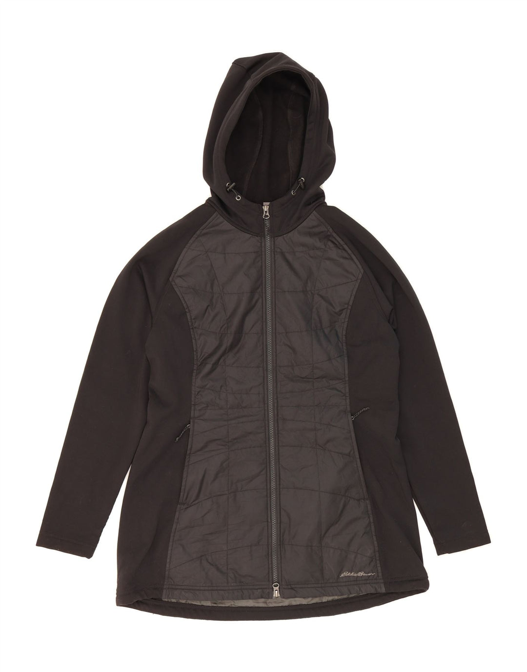 EDDIE BAUER Womens Hooded Windbreaker Jacket UK 16 Large Black Colourblock Vintage Eddie Bauer and Second-Hand Eddie Bauer from Messina Hembry 