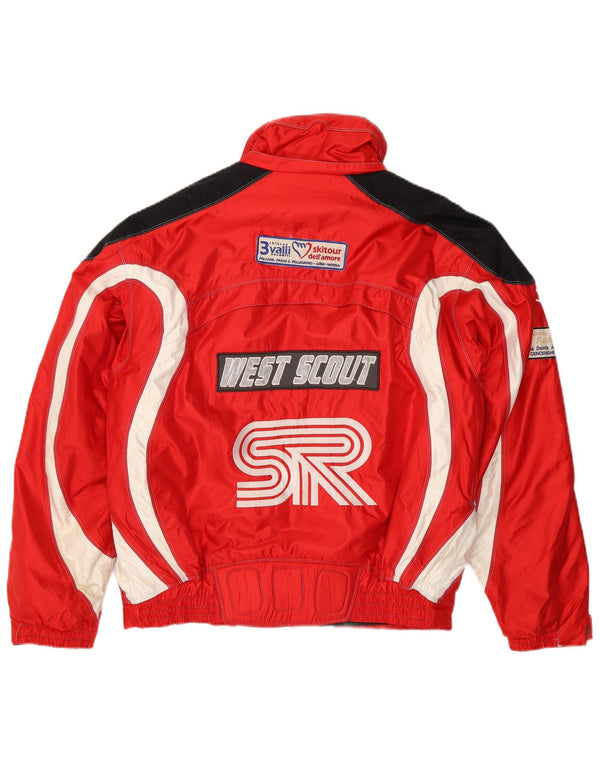 West Scout Mens Graphic Ski Jacket UK 40 Large Red Colourblock Nylon