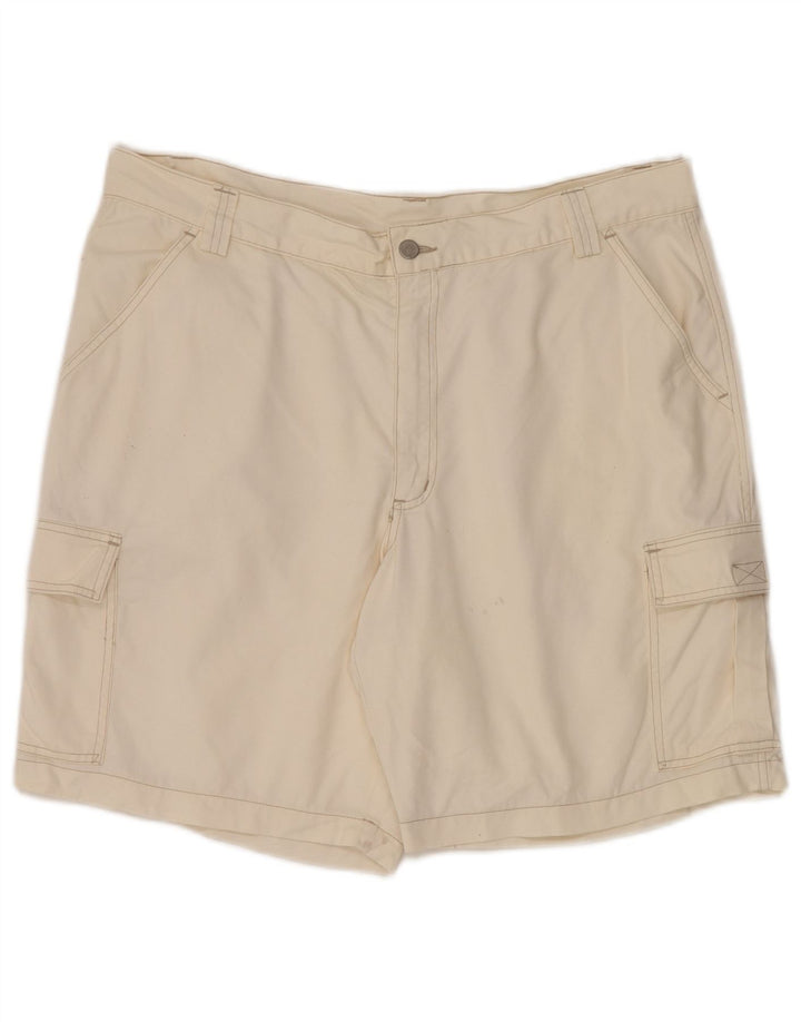 Vintage hombres cargo pantalones cortos W38 XL algodón blanco