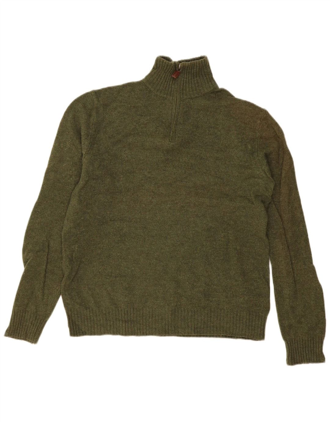 Jersey J. Crew Hombre con cuello y cremallera de lana verde medio