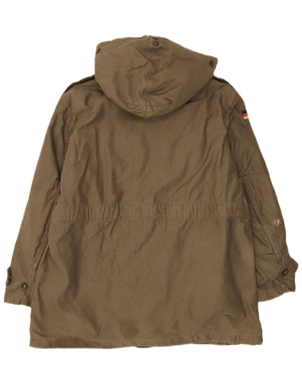 Vintage hombres con capucha chaqueta parka militar Reino Unido 40 grande caqui