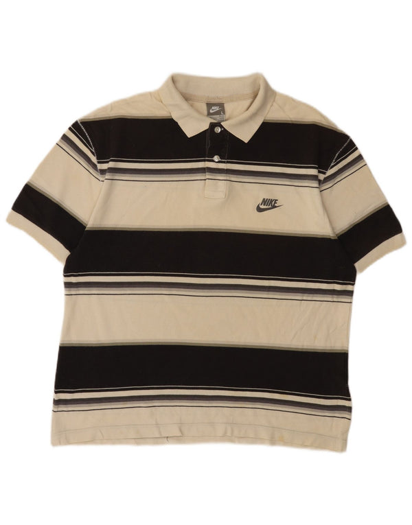 Nike Polo para hombre UK 42/44 Large Beige Rayas