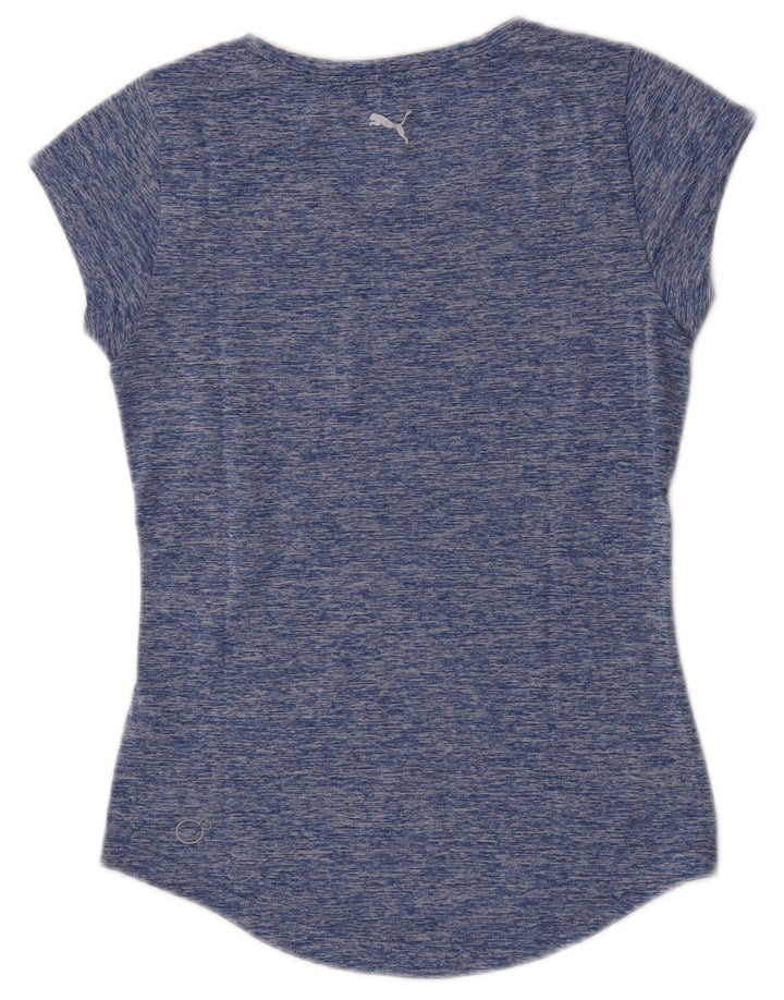 Puma Camiseta gráfica para mujer Top UK 8 Small Blue Moteado Poliéster