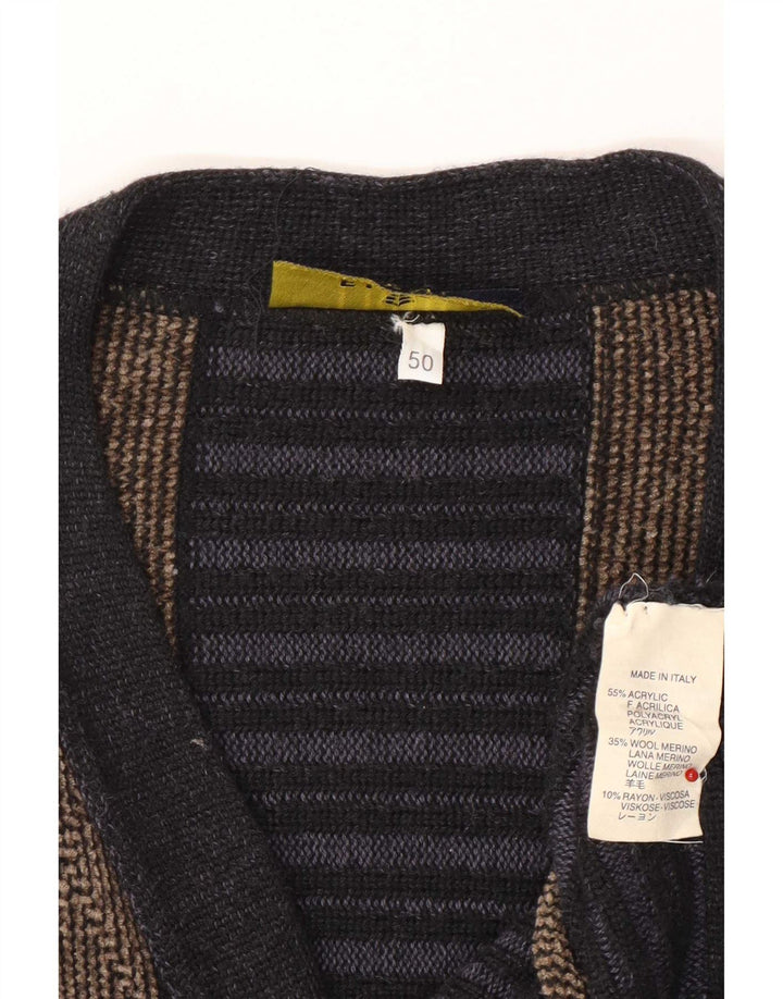 Suéter tipo cárdigan para hombre Fiume IT 50 Medium Azul marino Argyle/Diamante Acrílico