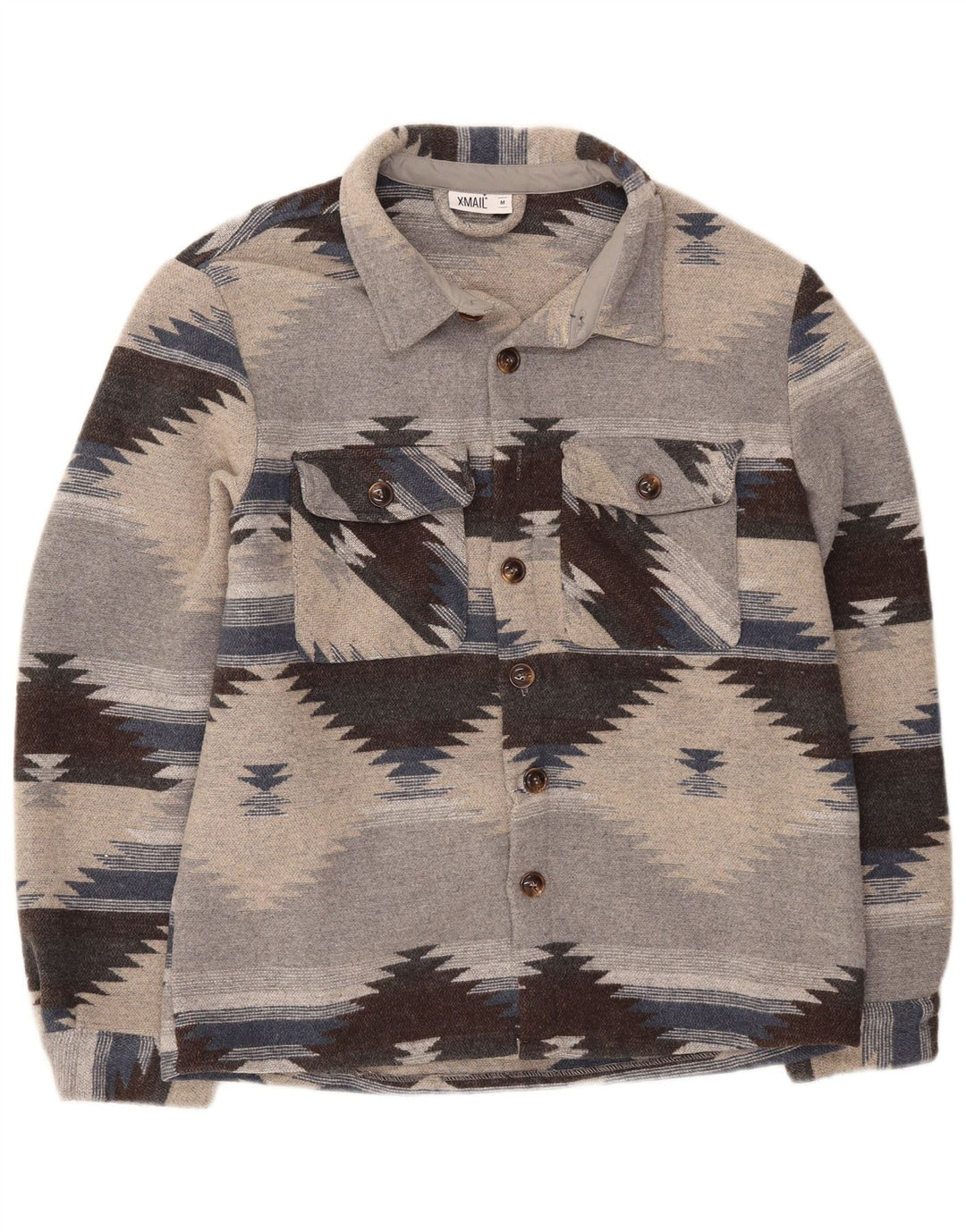 X-Mail Hombre Sobrecamisa Franela Camisa Poliéster Geométrico Gris Medio