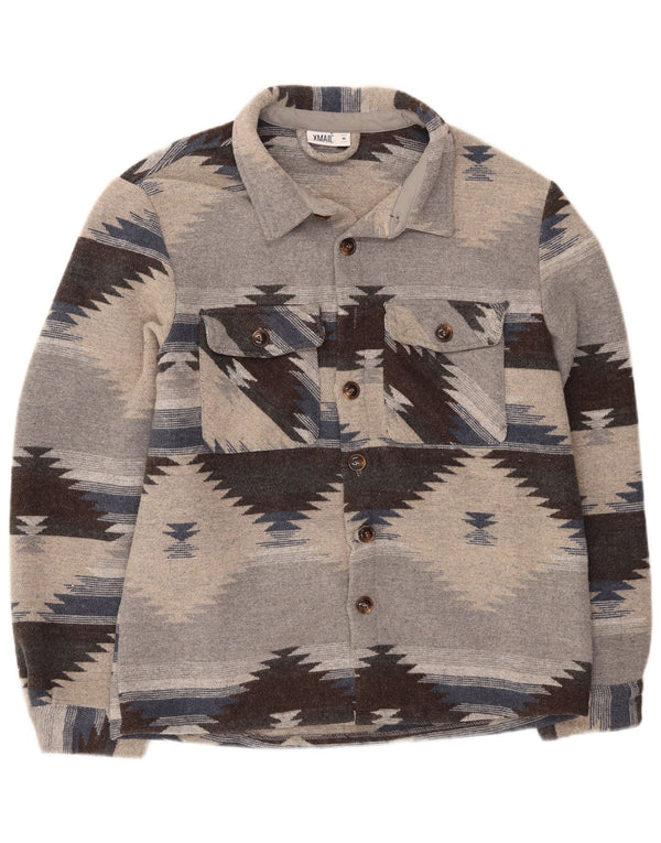 X-Mail Hombre Sobrecamisa Franela Camisa Poliéster Geométrico Gris Medio