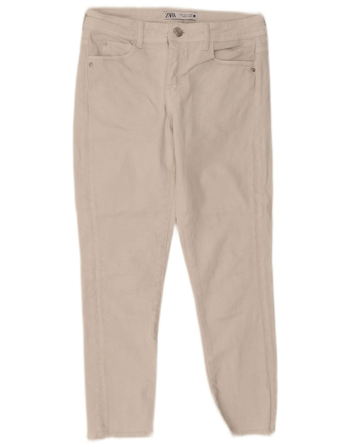 ZARA Mujer Vaqueros Cropped EU 36 XS W26 L24 Blanco