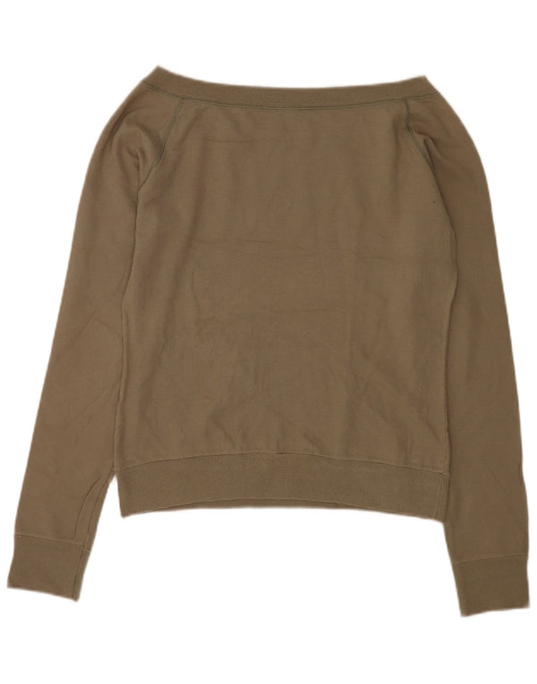 Benetton Sudadera Corta Con Estampado De Mujer UK 46 Large Algodón Caqui