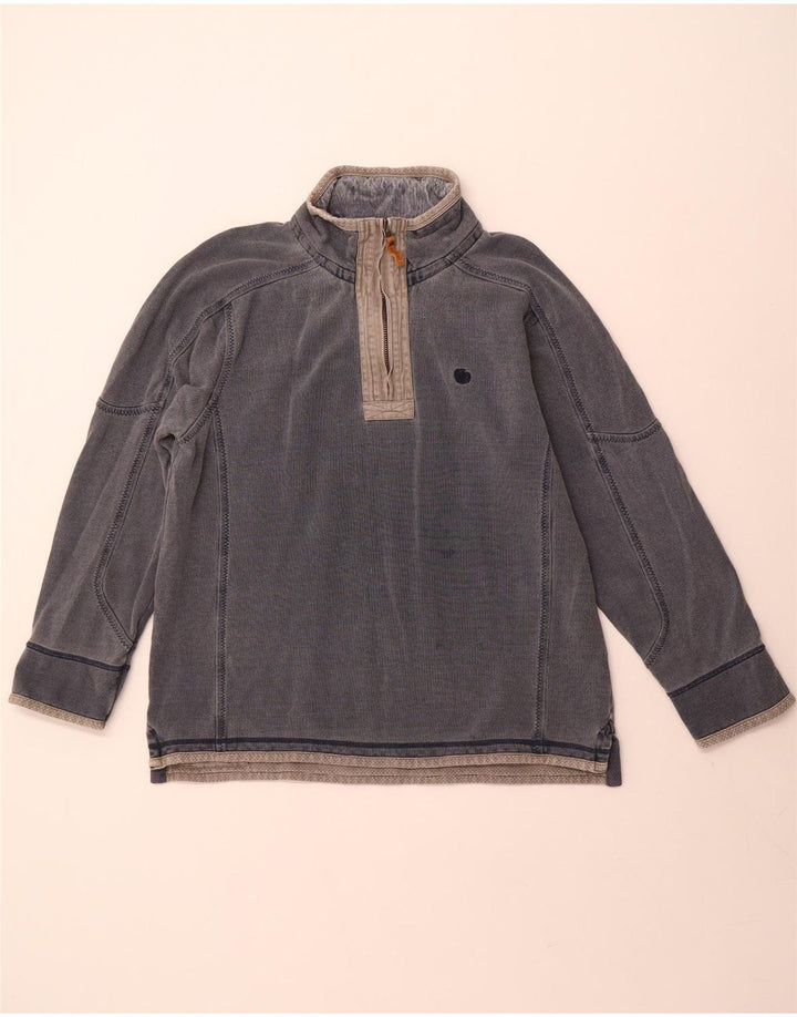 Sudadera con capucha y cuello con cremallera para hombre de Fat Face, jersey grande de algodón gris