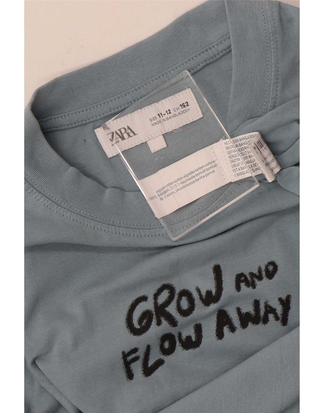 Zara Boys Top Gráfico Manga Larga 11-12 Años Azul Algodón
