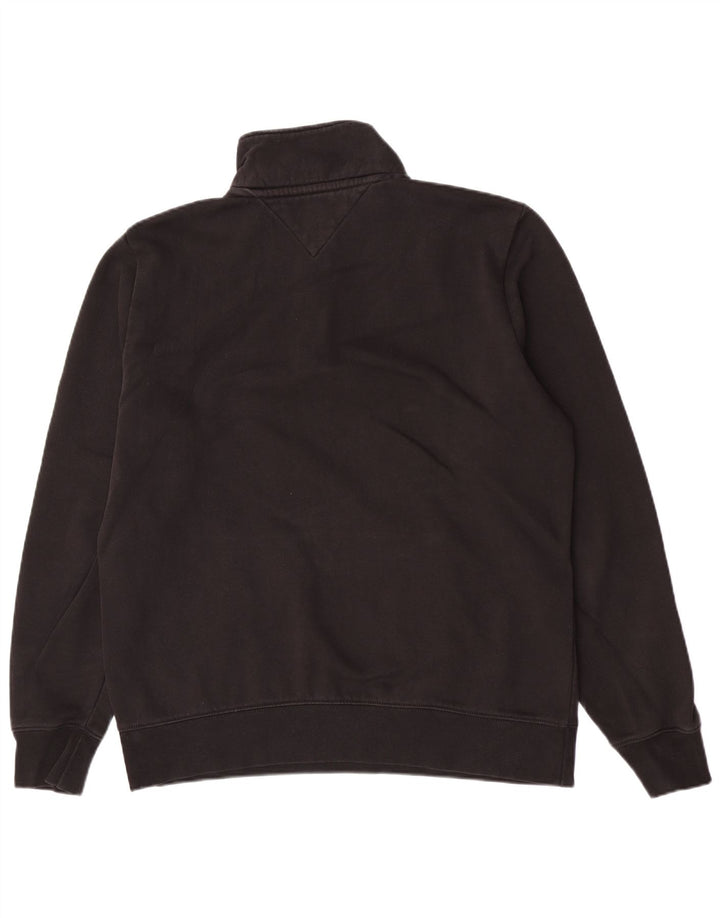 Tommy Hilfiger Sudadera con gráfico y cuello con cremallera para hombre Jumper Medium Black Cotton