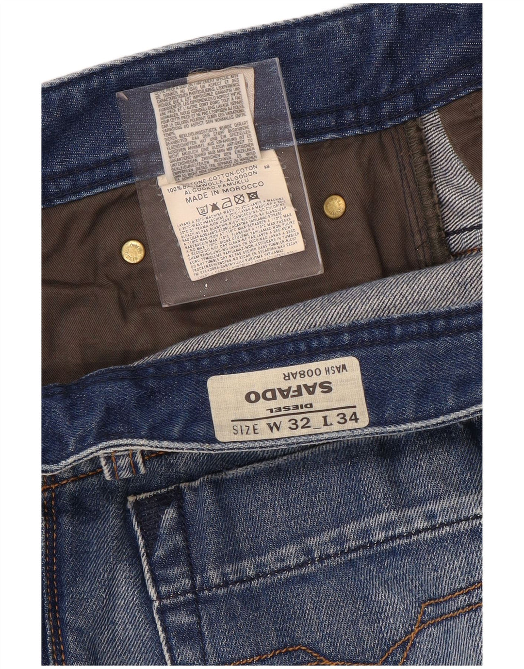 DIESEL Vaqueros rectos desgastados Safado para mujer W32 L34 Algodón azul