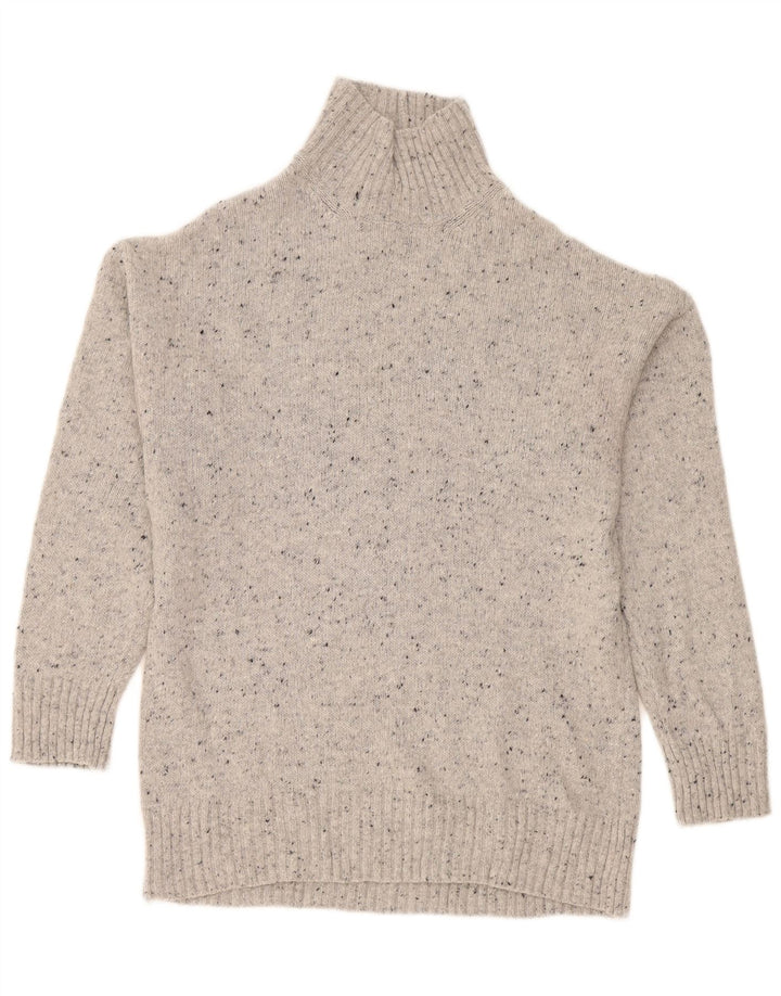 Zara Mujer Jersey De Cuello Alto De Gran Tamaño Suéter UK 10 Small Gris Moteado