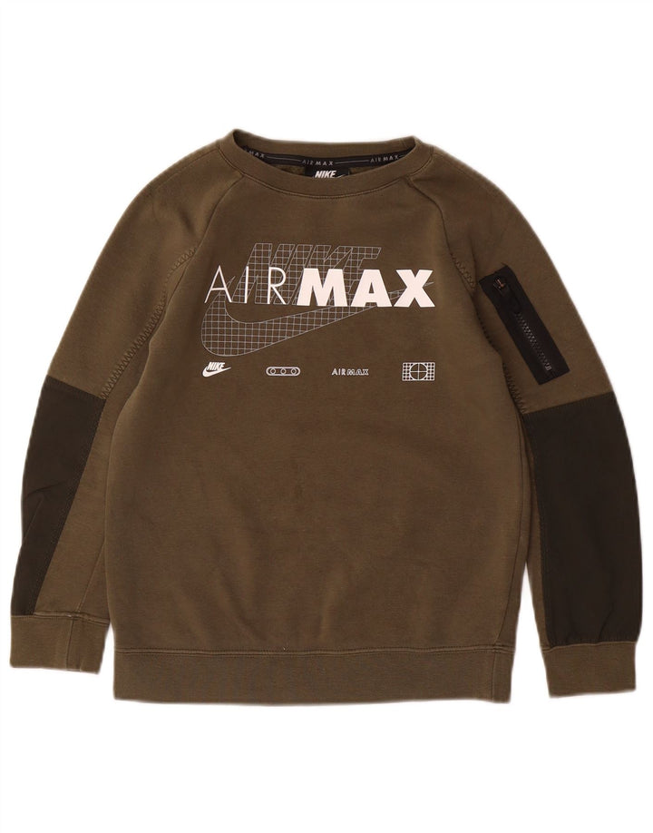 Nike Boys Air Max Sudadera Jumper 8-9 años Pequeño Caqui Colorblock