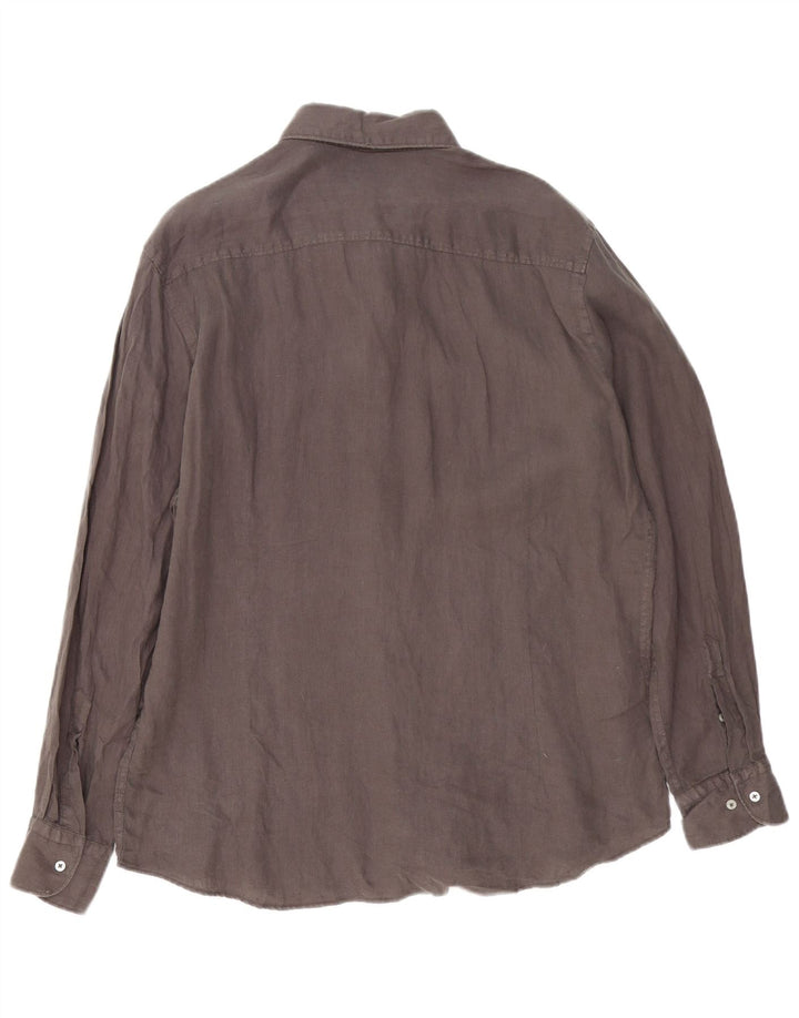 MASSIMO DUTTI Camisa Hombre XL Lino Gris