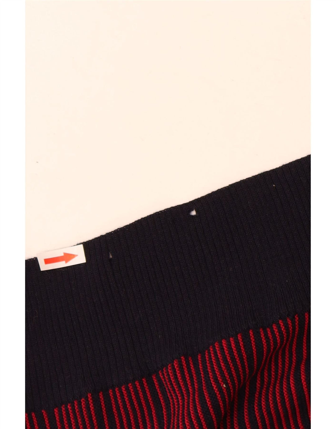 Vintage hombres V-cuello jumper suéter IT 52 grande rojo rayas