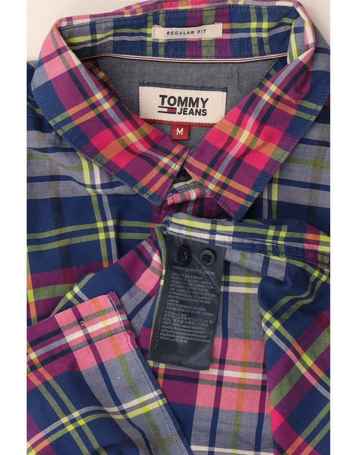 Camisa Tommy Hilfiger de corte regular para hombre de algodón a cuadros azul marino mediano