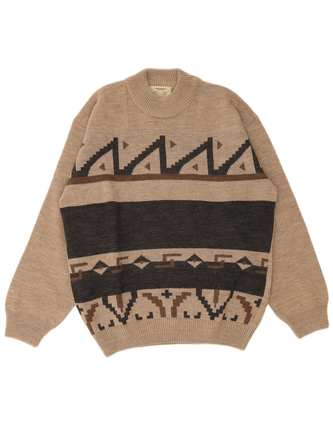Jersey Life Line Hombre Cuello Redondo IT 50 Lana Geométrica Beige Medio