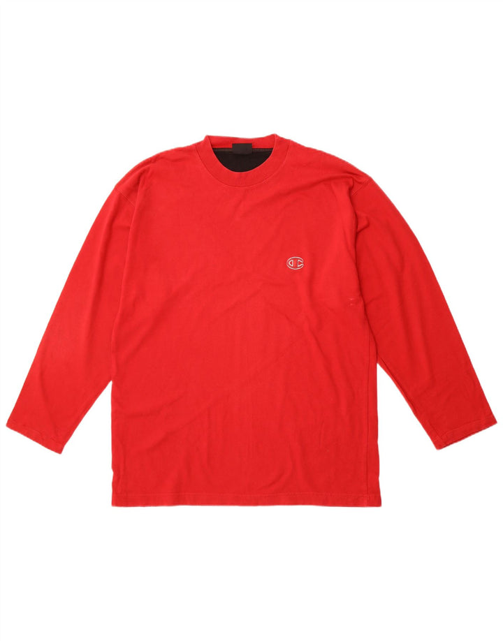 CHAMPION Camiseta de manga larga para hombre de algodón rojo grande