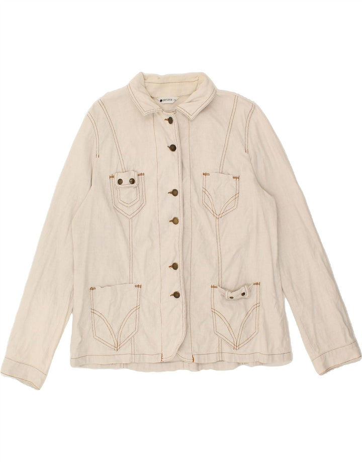 PERSONA Womens Loose Fit Bomber Jacket Size 23 Medium Beige Linen Vintage Persona and Second-Hand Persona from Messina Hembry 