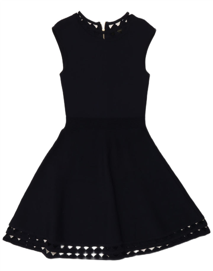 Ted Baker Vestido de corte entallado para mujer, talla 2, talla pequeña, viscosa azul marino