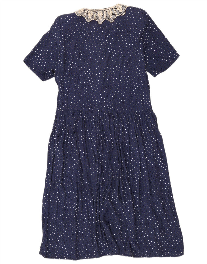VINTAGE Maxi vestido de mujer IT 42 Medio azul marino manchado rayón
