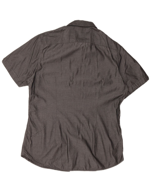 CALVIN KLEIN Camisa ajustada de manga corta para hombre Algodón gris grande