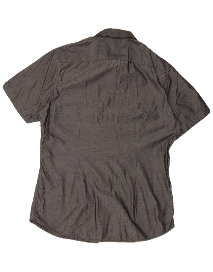 CALVIN KLEIN Camisa ajustada de manga corta para hombre Algodón gris grande