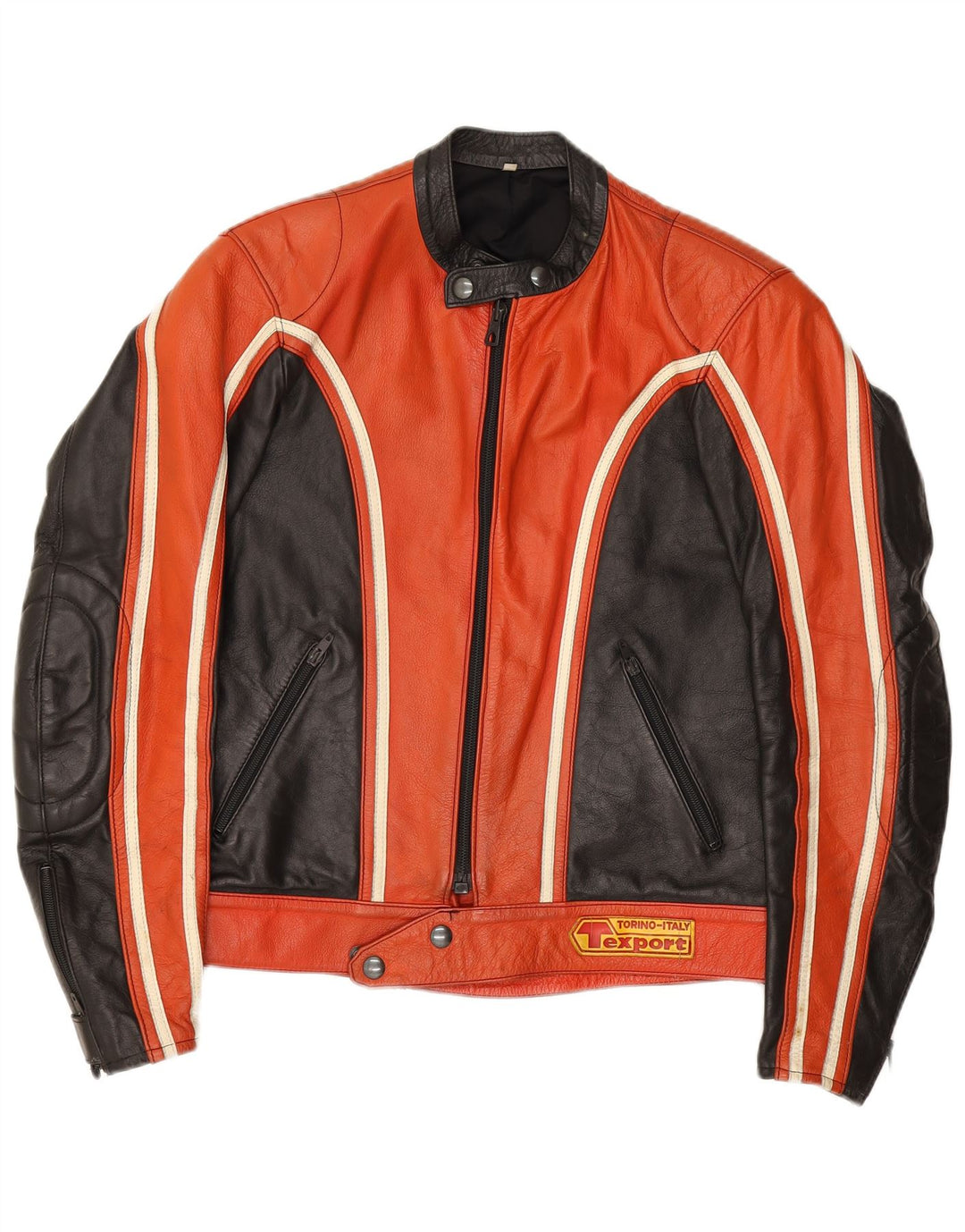 Vintage mujer cuero Racer chaqueta IT 52 2XL rojo colorblock