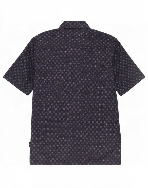 Ted Baker Camisa de manga corta para hombre Talla 5 XL Algodón geométrico azul marino