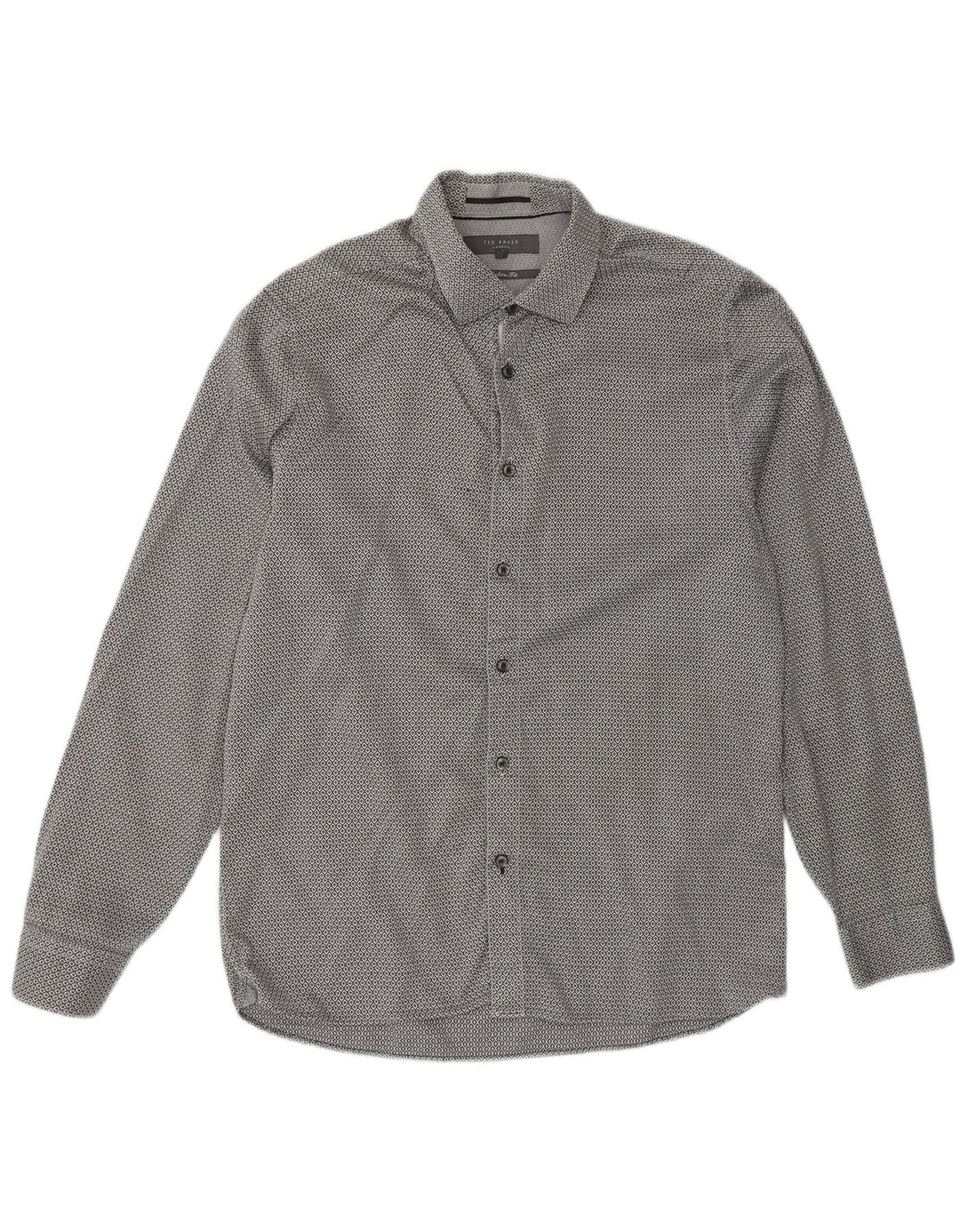 Ted Baker Camisa de ajuste moderno para hombre Talla 16 Grande Gris Geométrico