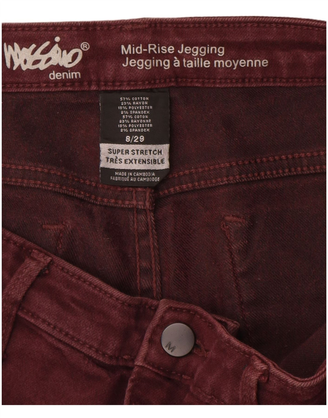MOSSIMO Vaqueros Jegging de Talle Medio para Mujer US 8 Mediano W29 L28 Algodón Granate