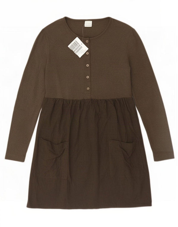 Benetton Vestido Básico De Manga Larga Para Mujer ES 40 Small Caqui Colorblock