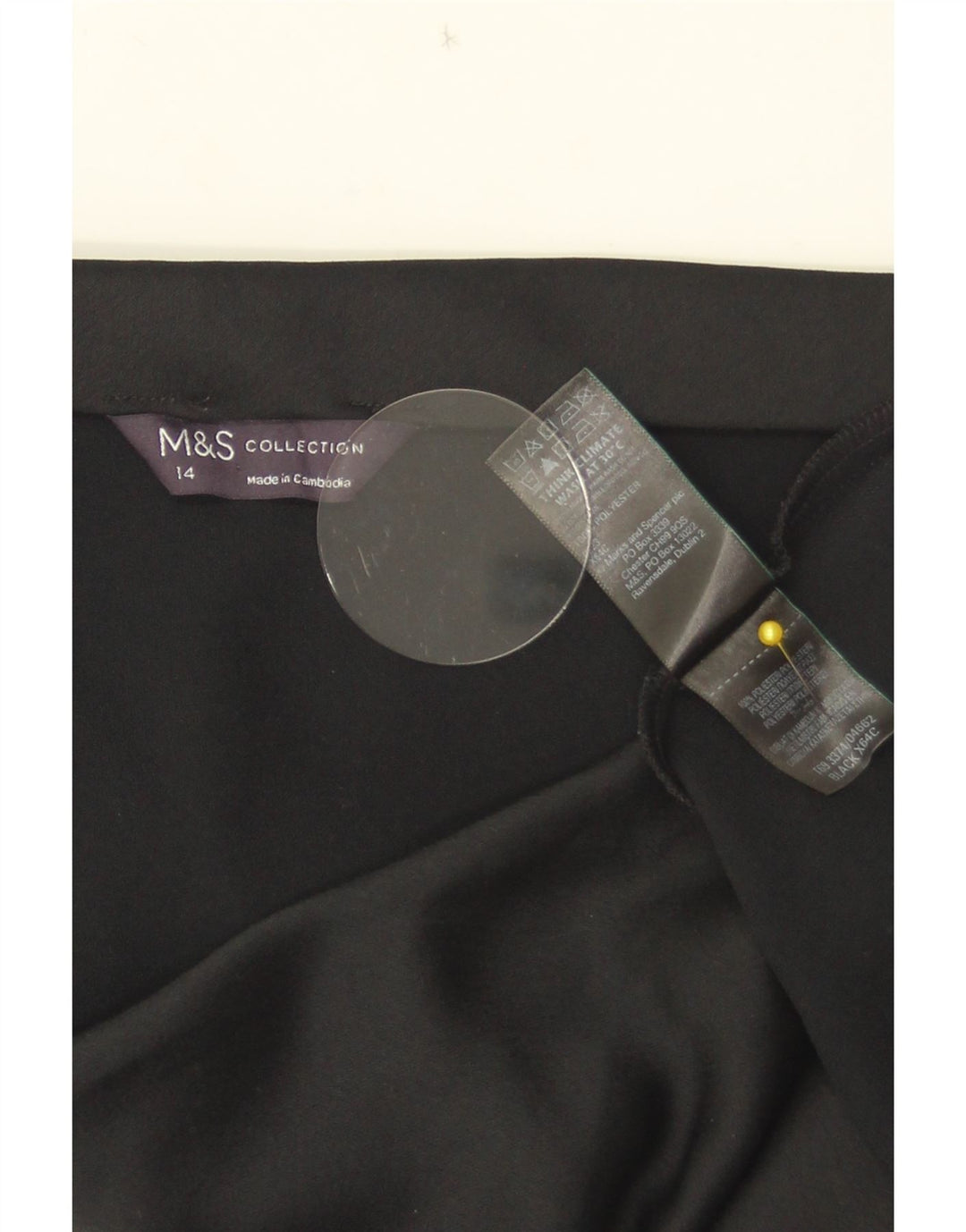 Marks & Spencer Falda Acampanada para Mujer UK 40 Grande W33 Poliéster Negro