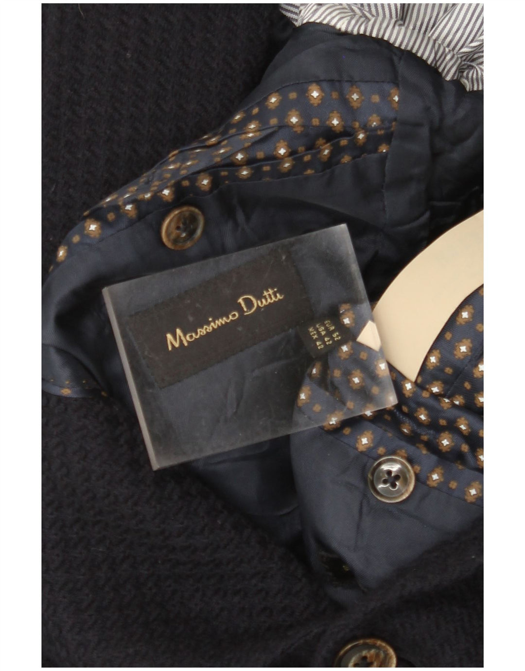 MASSIMO DUTTI Chaqueta tipo blazer de 2 botones para hombre EU 52 Large Lana azul marino