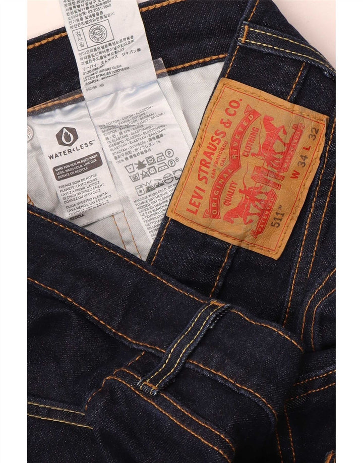 Levi's Hombre 511 Slim Jeans W34 L32 Algodón Azul Marino