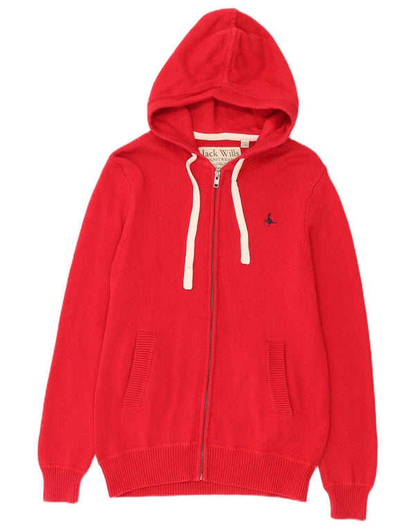 Jack Wills Cárdigan con capucha para hombre, suéter pequeño de algodón rojo