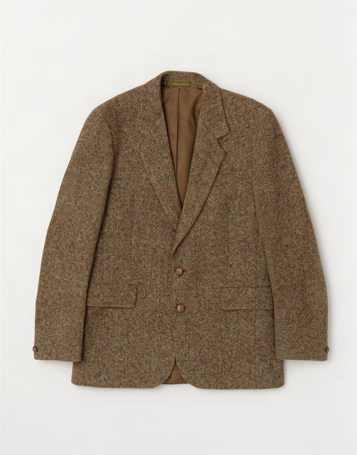 Harris Tweed Chaqueta tipo blazer de 2 botones para hombre UK 36 Small Khaki Wool