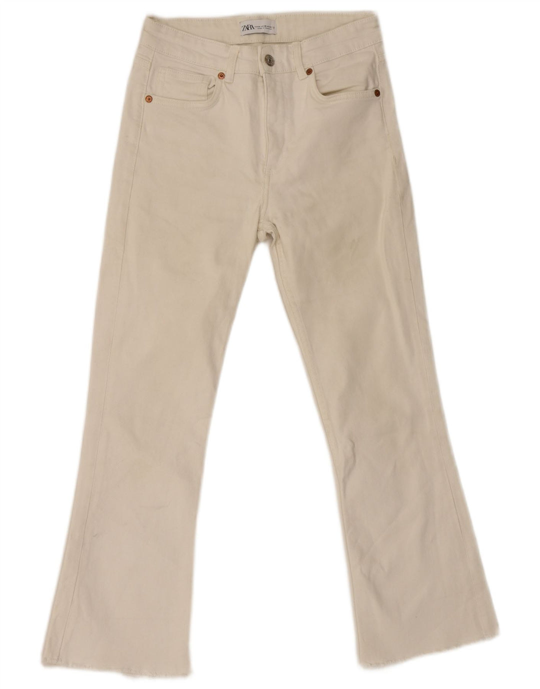 Zara Jeans Acampanados Para Mujer EU 38 Small W28 L26 Algodón Blanco