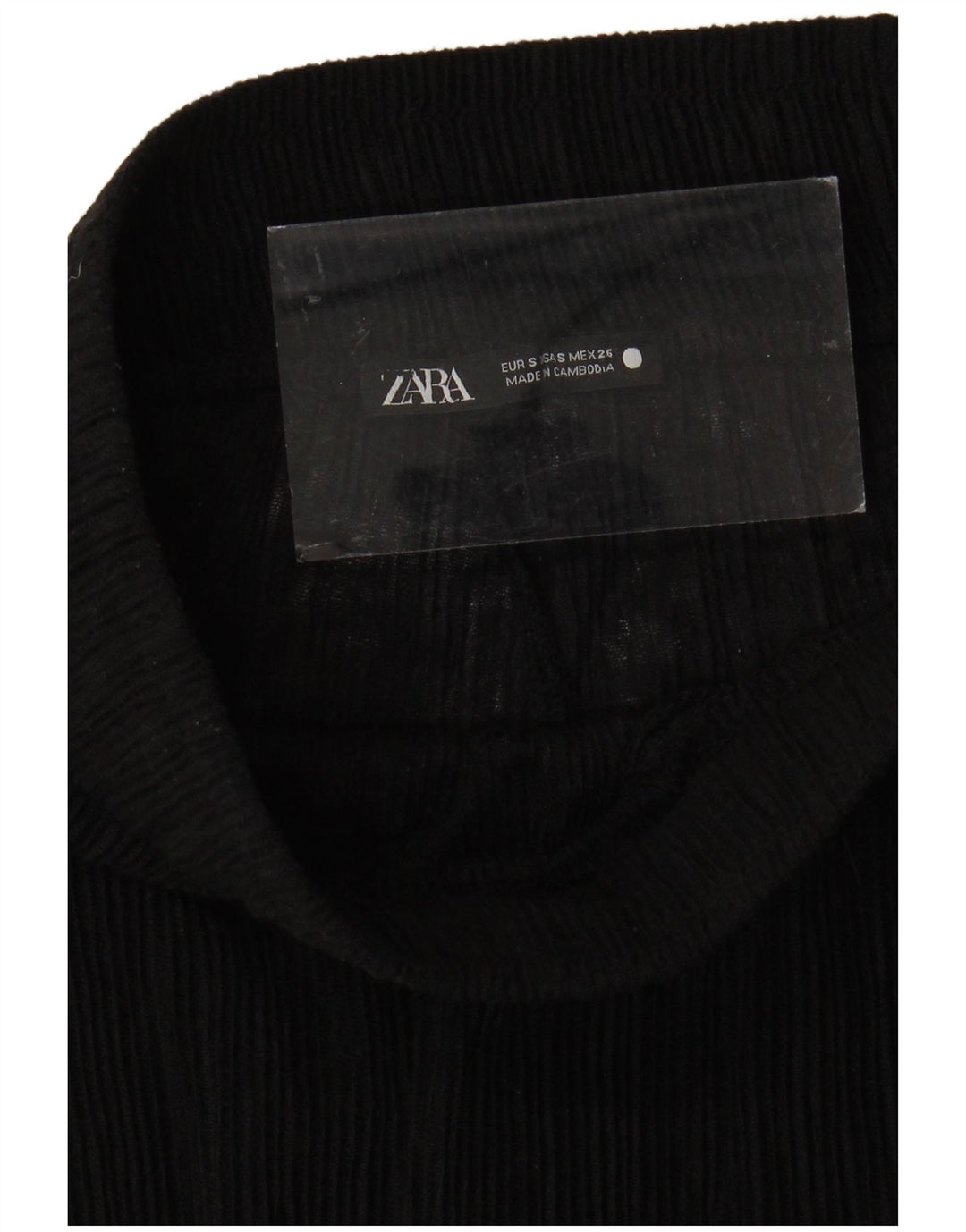 Zara Mujer Ver A Través De Pantalones De Pierna Ancha Pequeño W24 L31 Negro