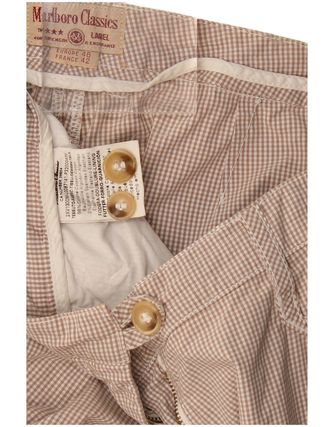 MARLBORO CLASSICS Pantalones cortos para mujer EU 46 XL W32 L23 Beige Check