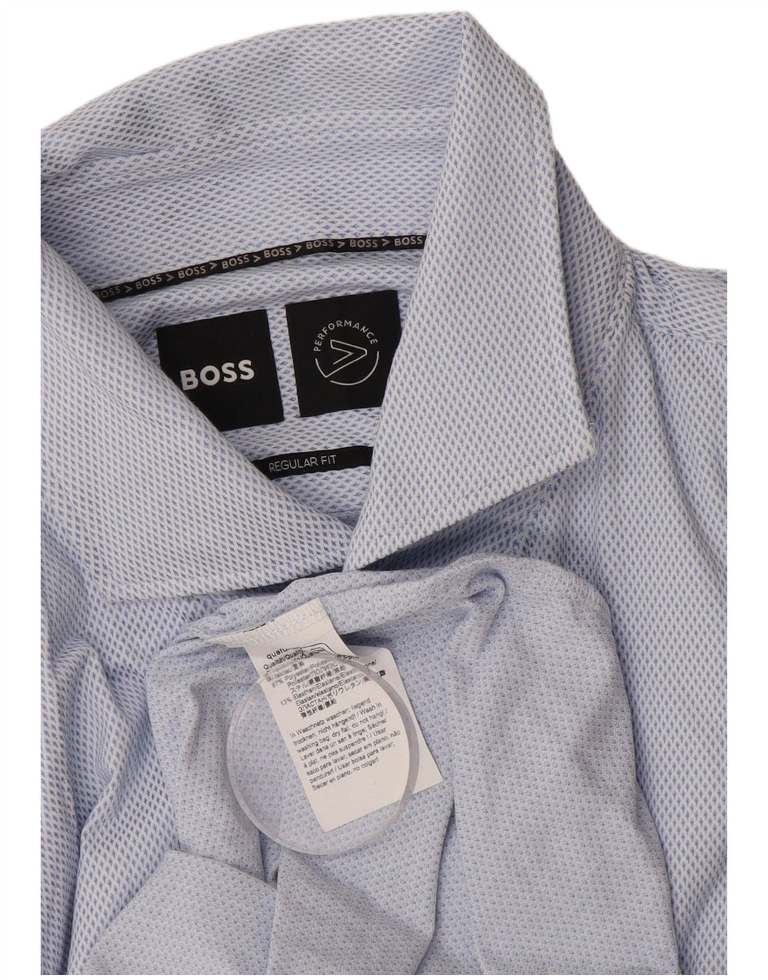 HUGO BOSS Camisa regular fit para hombre Poliéster con lunares azules grandes