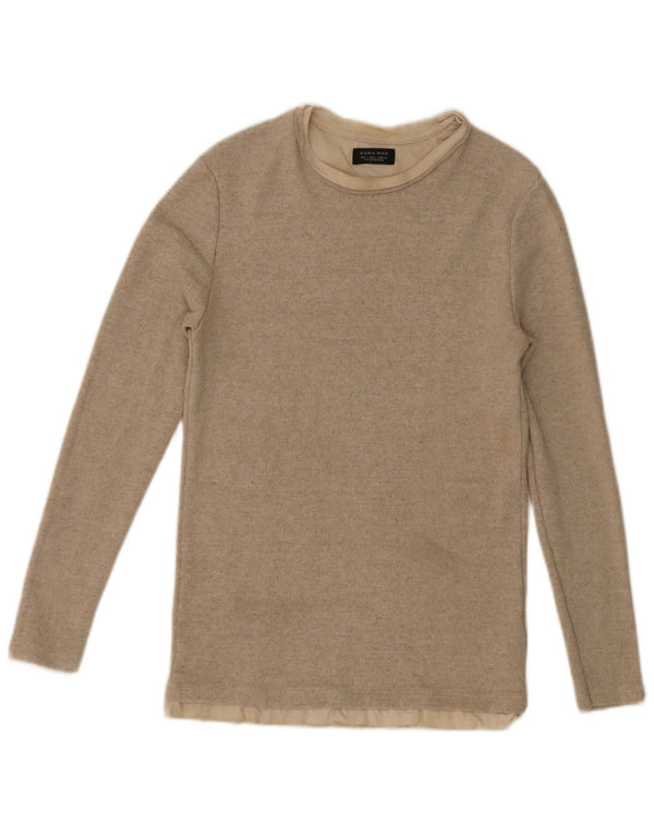 Zara Hombre Top Manga Larga Grande Poliéster Beige