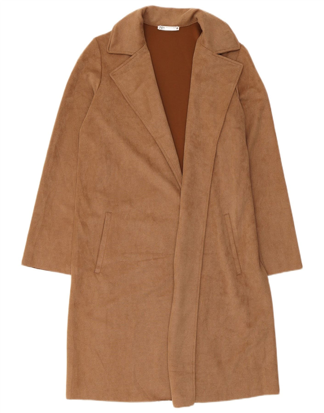 Zara Mujer Abrigo UK 10 Pequeño Marrón Poliéster