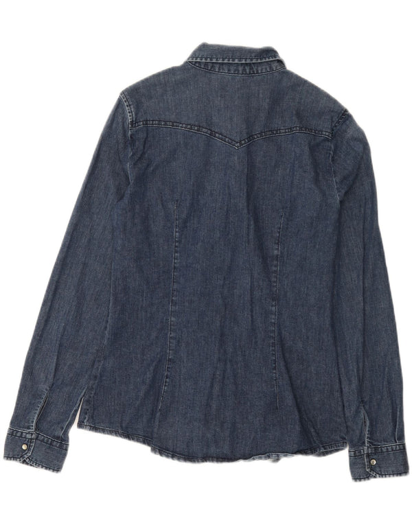 Sisley Camisa Vaquera para Mujer UK 10 Small Azul Marino