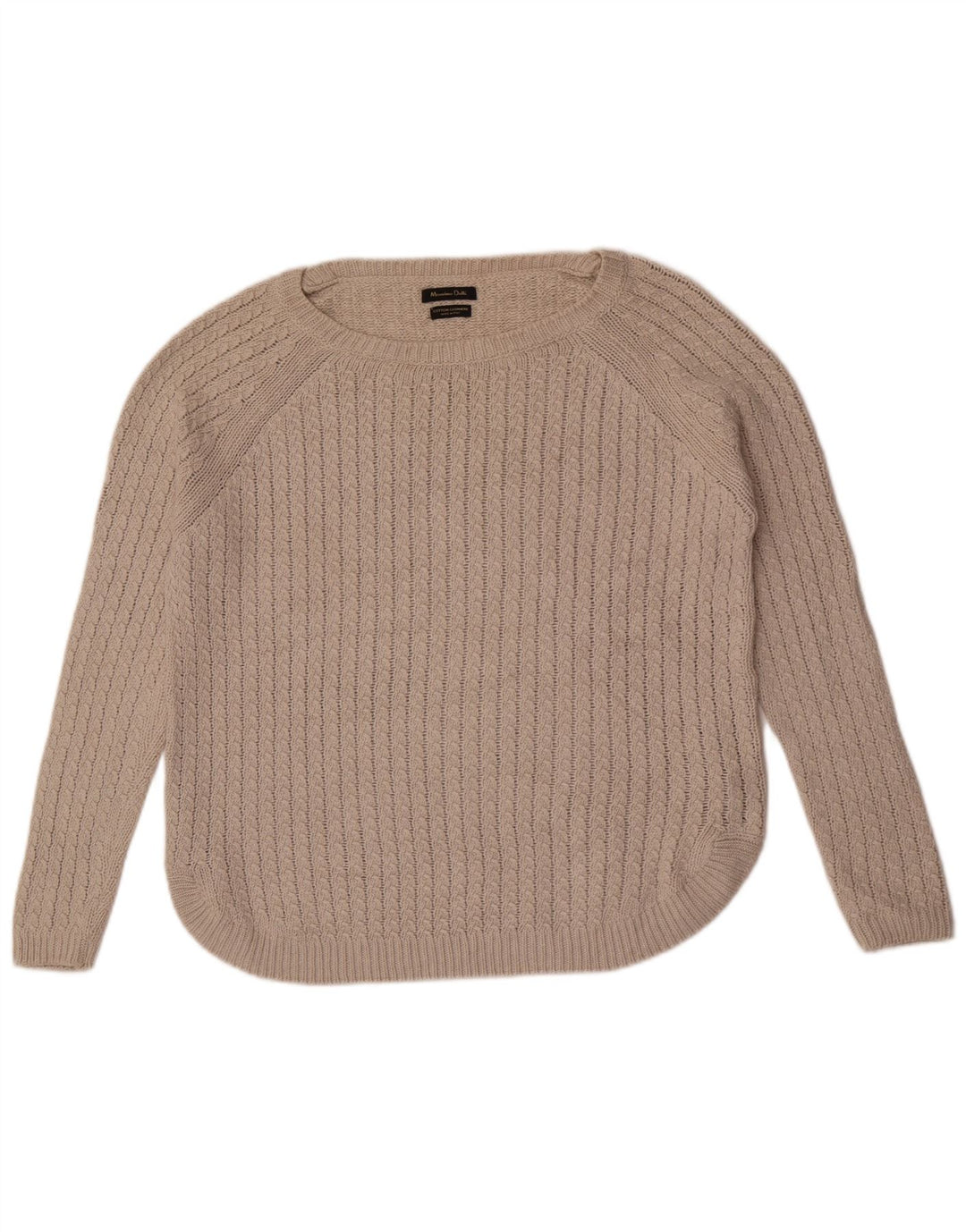 Massimo Dutti Jersey Mujer Cuello Barco UK 44 Algodón Gris Medio