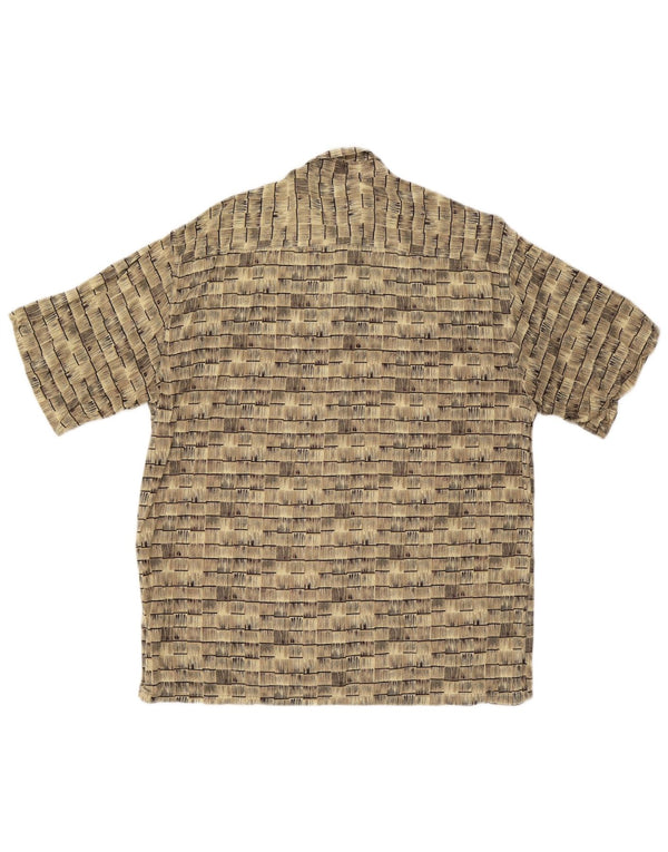 Camisa vintage de manga corta para hombre Rayón a rayas beige grande